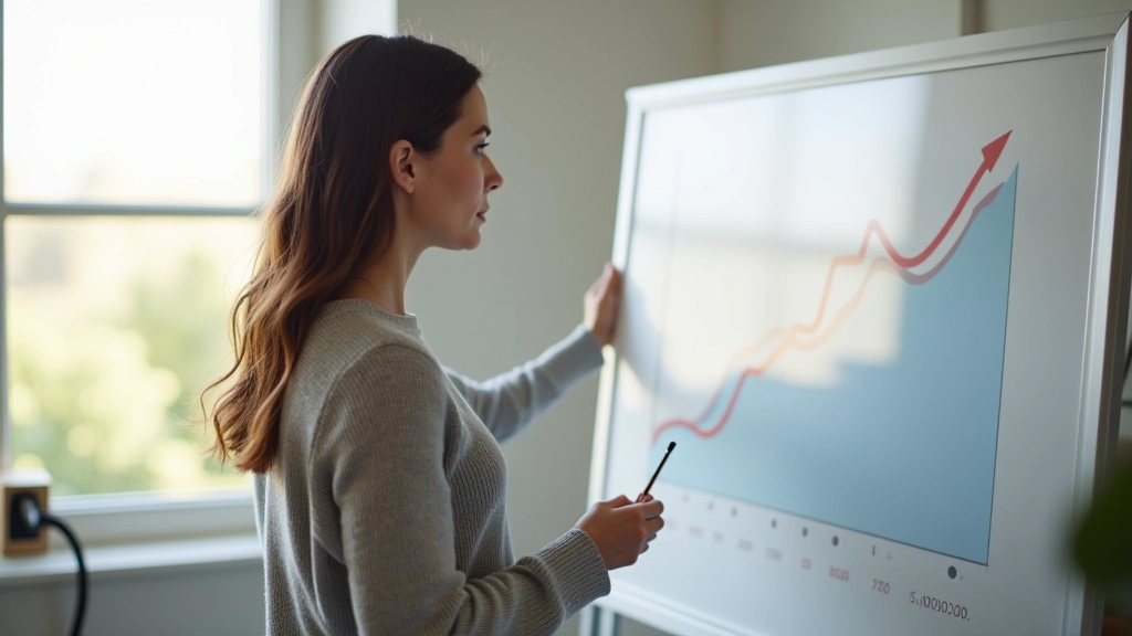 Personne examinant attentivement ses dépenses mensuelles sur un tableau blanc