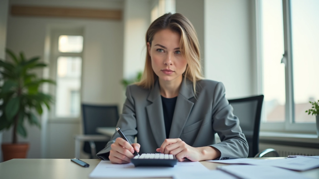 Personne planifiant ses finances avec un cahier et une calculatrice sur un bureau moderne